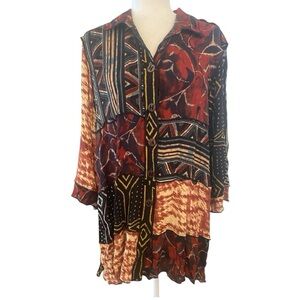 JOHN MARK Women's  Artsy Boho Lagenlook Tunic Blouse